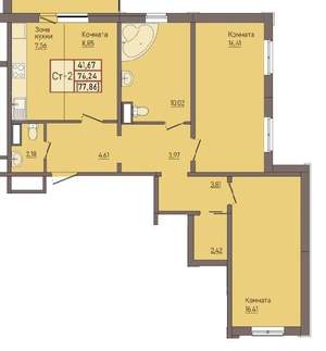 3-к квартира, вторичка, 78м2, 6/18 этаж