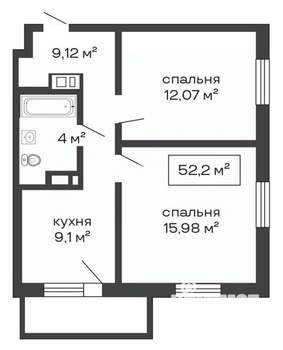 2-к квартира, вторичка, 51м2, 18/25 этаж