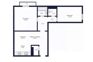 3-к квартира, вторичка, 62м2, 4/10 этаж