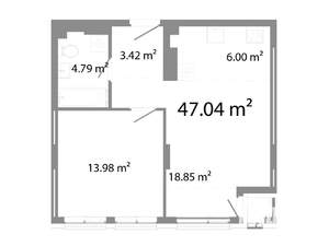 2-к квартира, строящийся дом, 47м2, 12/25 этаж