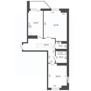 2-к квартира, вторичка, 68м2, 6/17 этаж