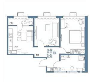 3-к квартира, строящийся дом, 81м2, 3/14 этаж