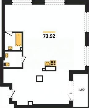 2-к квартира, строящийся дом, 74м2, 2/19 этаж