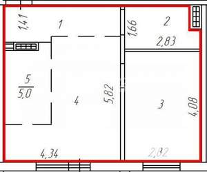 2-к квартира, вторичка, 41м2, 6/10 этаж