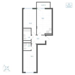 2-к квартира, вторичка, 65м2, 9/14 этаж