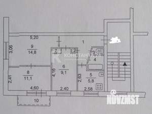 3-к квартира, вторичка, 52м2, 4/5 этаж