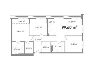 4-к квартира, строящийся дом, 100м2, 12/24 этаж