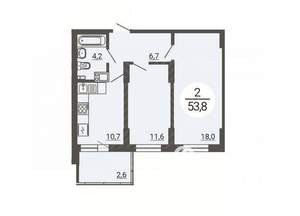 2-к квартира, вторичка, 54м2, 25/25 этаж