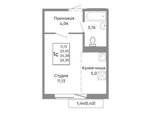 1-к квартира, вторичка, 24м2, 9/10 этаж