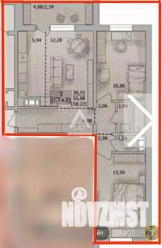 2-к квартира, вторичка, 56м2, 3/16 этаж