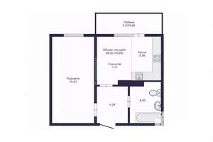 2-к квартира, вторичка, 41м2, 15/18 этаж