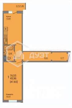 1-к квартира, вторичка, 48м2, 1/10 этаж