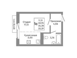 Студия квартира, строящийся дом, 24м2, 10/10 этаж
