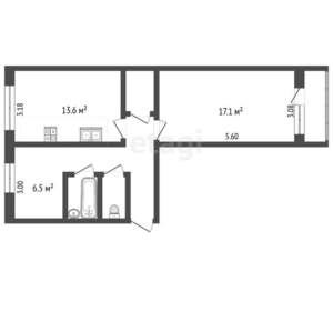 2-к квартира, вторичка, 54м2, 7/9 этаж