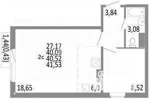 2-к квартира, сданный дом, 40м2, 8/10 этаж