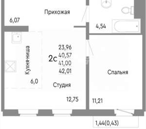 1-к квартира, вторичка, 41м2, 9/10 этаж