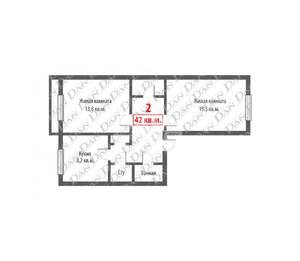 2-к квартира, вторичка, 60м2, 1/3 этаж
