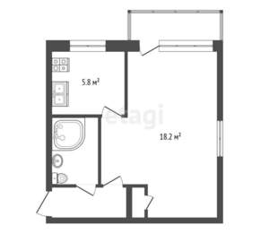 1-к квартира, вторичка, 30м2, 2/5 этаж