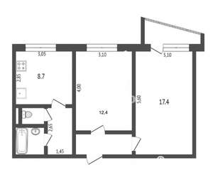 2-к квартира, вторичка, 52м2, 4/9 этаж