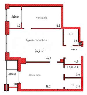 2-к квартира, вторичка, 70м2, 15/31 этаж