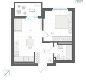 1-к квартира, вторичка, 37м2, 11/18 этаж