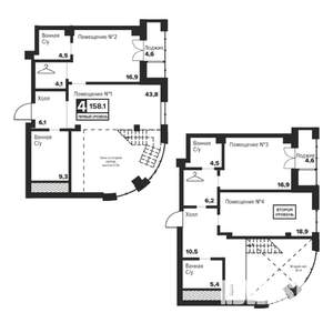 3-к квартира, строящийся дом, 158м2, 26/29 этаж