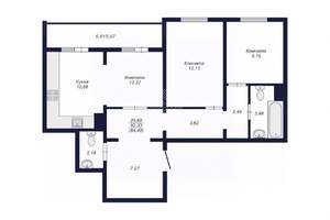2-к квартира, вторичка, 64м2, 7/18 этаж