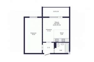 2-к квартира, вторичка, 42м2, 1/10 этаж