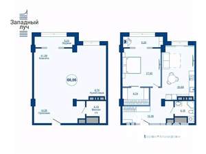 2-к квартира, вторичка, 66м2, 7/25 этаж