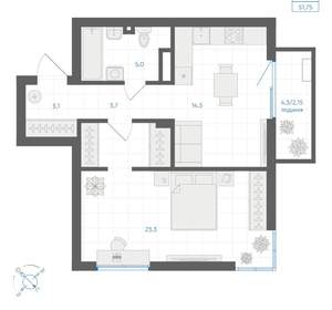 1-к квартира, вторичка, 52м2, 2/18 этаж