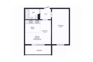 2-к квартира, вторичка, 43м2, 6/10 этаж
