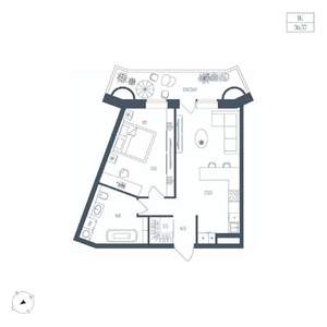 1-к квартира, вторичка, 57м2, 4/7 этаж