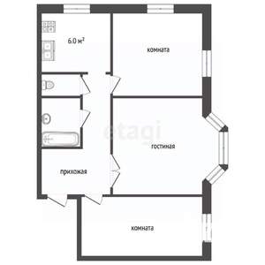3-к квартира, вторичка, 76м2, 2/3 этаж