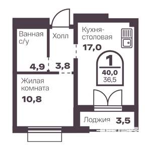1-к квартира, вторичка, 37м2, 10/24 этаж