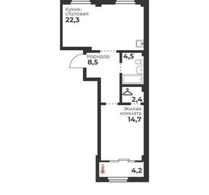 1-к квартира, вторичка, 52м2, 2/23 этаж