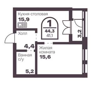 1-к квартира, вторичка, 41м2, 3/8 этаж