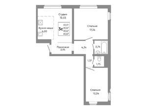 Студия квартира, строящийся дом, 62м2, 2/10 этаж