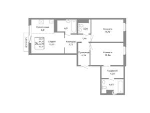 3-к квартира, строящийся дом, 65м2, 7/10 этаж