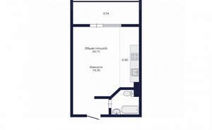 Студия квартира, вторичка, 25м2, 6/20 этаж