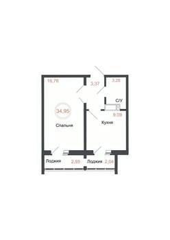 1-к квартира, вторичка, 35м2, 16/16 этаж