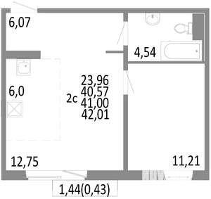 2-к квартира, строящийся дом, 41м2, 3/10 этаж