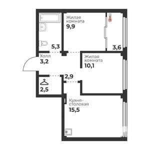 2-к квартира, вторичка, 50м2, 2/23 этаж