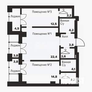 2-к квартира, вторичка, 74м2, 18/31 этаж