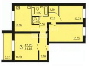 3-к квартира, вторичка, 82м2, 7/10 этаж