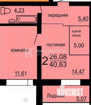 2-к квартира, вторичка, 41м2, 4/10 этаж