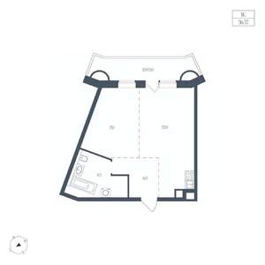 1-к квартира, вторичка, 57м2, 2/7 этаж