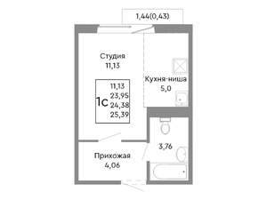 Студия квартира, строящийся дом, 24м2, 4/10 этаж