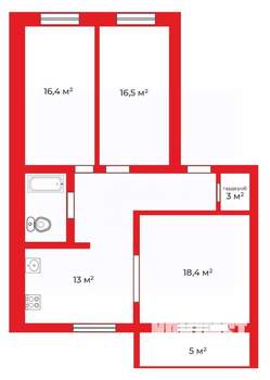 3-к квартира, вторичка, 83м2, 10/10 этаж