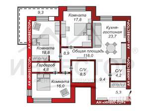 3-к квартира, вторичка, 116м2, 15/16 этаж
