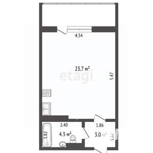 1-к квартира, вторичка, 30м2, 6/21 этаж